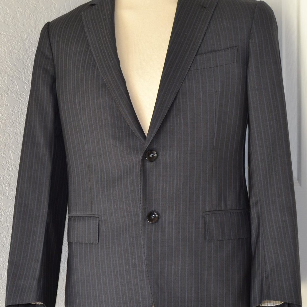 ERMENEGILDO ZEGNA ITALIANO PINSTRIPE MEN'S SLIM FIT BLAZER -   EURO 50